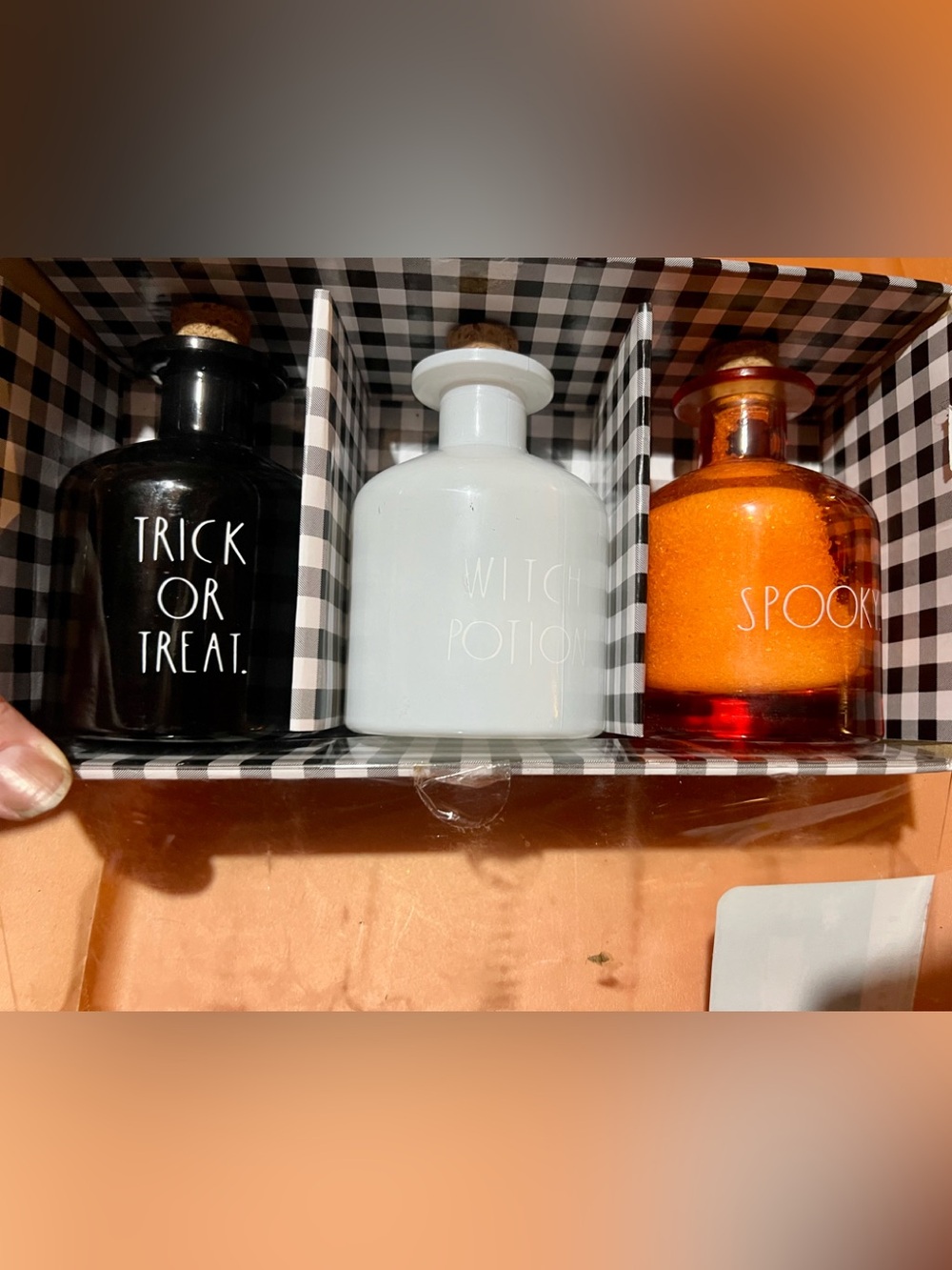 Rae Dunn Black White Orange Halloween Potion Bottle Set
